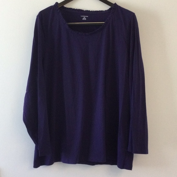 Lands End Plus Size Blue Purple Cotton Top